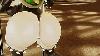 Bowsette teasing her big ass on the pole