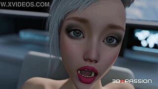 Deepthroat rough assfuck doggystyle with massive cumshot on tits