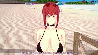 makima in bikini gets pov fucked on the beach in chainsaw man fantasy