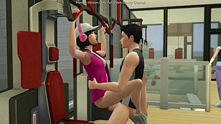 horny sims couple bangs and rides in the gym