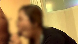 asian glasses girl asks for cum standing