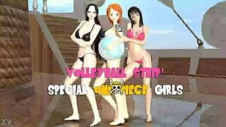 mobile game one piece girls nami nico mmd striptease
