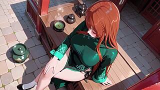 Ai red hair lazy seduction in the eastern courtyard