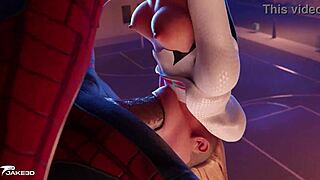 gwen gagging deep on spideys cock in 69 position