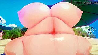 Anime girl fills up like balloon