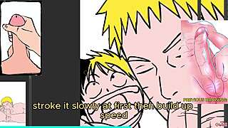 Naruto sucking luffy huge cock deepthroat intense gay blowjob close up