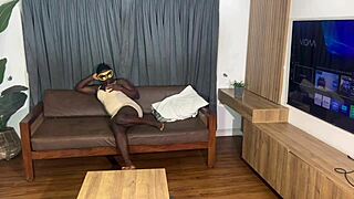 Hard score sex in the living room