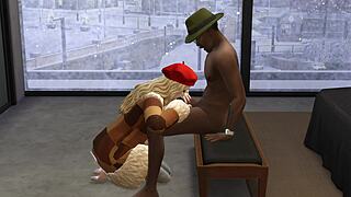 Coroa pounds the blonde in the sims 4 game scene