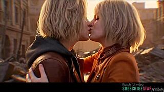 Ashley Graham shares a passionate lesbian kiss with Grace Ashcroft in resident evil