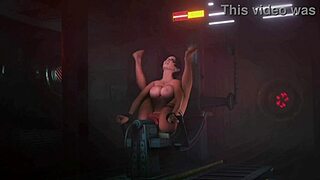 lara croft gets strapped in the orgasm machine
