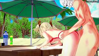burnice gets fucked on beach in bikini
