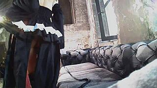 Sofi changes into anime cosplay costume for hidden photo shoot