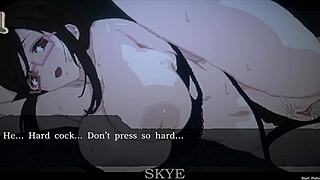 2d hentai game features girl with big tits and glasses