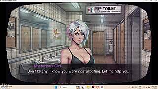 bored man gets sex in an underground subway bathroom