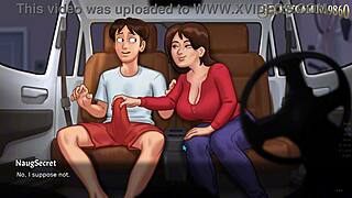 milf stepmom gives stepson a handjob in game
