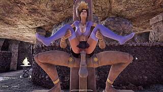 The ancient statue suddenly began to fuck every hole in laras body