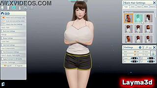 milf poses with cute body in 3d scene