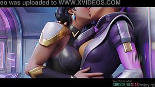 domina x sombra lesbian kissing overwatch ai generated