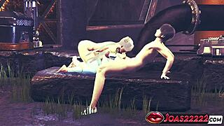 blue hair princess gives pov blowjob and handjob