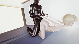 Blonde twink filled by black boy