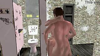 Animated 3d gay porn - handsome man fucking another mans ass standing in mens toilet