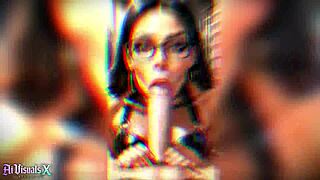 latina in glasses gets gangbanged in warehouse with deepthroat anal and facial