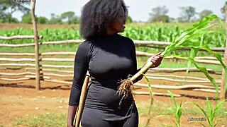 Two african nigerian naija young 18+ and mature ebony black horny couple raw sexual intercourse in a village house ai generated