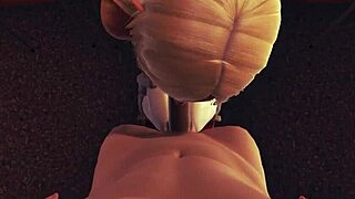 sexy elf girl gives blowjob and handjob with massive cumshot