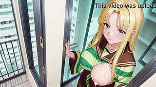 Ai Blonde Maid Behind Bar Gets Flushed In Tight Green Striped Uniform