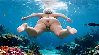 Stranger cum inside me creampie underwater chubby bbw naked swimming sea underwater by ai.