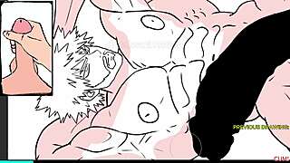 naked bakugo strokes his huge cock in yaoi joi masturbation 😈