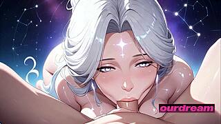 Anime star goddess fucked among the glowing clouds