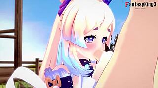 Želiš Kokomino sladko blondino POV pihanje v Genshin Impact hentai?