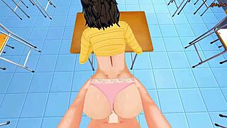 教室里，贞代从POV骑你鸡巴到内射，P5本子