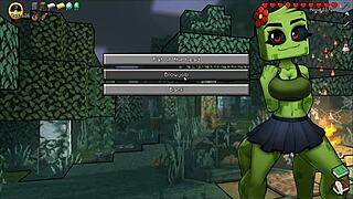 Hornycraft Hentai Game Ep 38: Ruw Lesbisch Vingeren en Voetjob Buiten 's Nachts