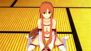 Asuna Yuuki vedie joi vytiahnutie s pičkovou hrou a cum odpočítavaním