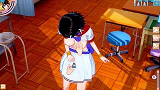 如果东方中的西行寺姬子在3D色情动画中让她的巨乳被探索？