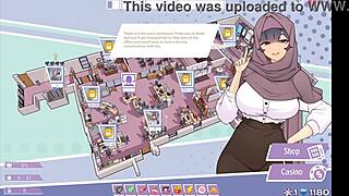 Tsundere MILF hentai hra Ep 1: Muslimská šéfová uvězněná ve výtahu, bez kalhotek, velký zadek odhalený