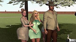 Хей, тези освободени момчета грабват бюстестата съпруга на господаря като гореща награда! 🔥💦