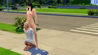 Лесбийки се занимават с предизвикателни актове на улицата с целувки и докосвания