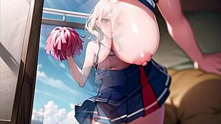 Horká anime roztleskávačka v průsvitném oblečení motivuje venkovní hrou s kundičkou a ASMR zvuky