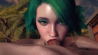 Kouřově horká zelenovlasá dívka dává slizký POV blowjob v 3D porně. Její křivky mě šílí!