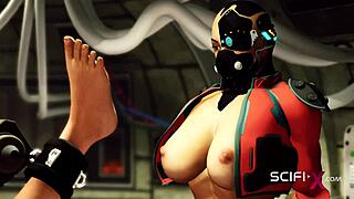 يا سلام، شوفي دي، فوتا سايبر شيميل تسيطر تماماً على بلوند سكسي مقيدة في أكشن جامد. مش هتقف عن اللعب الشديد!