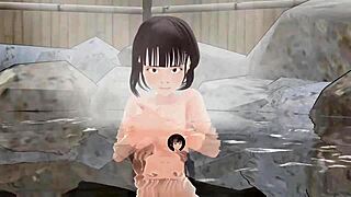 トヨタノがタオルなしで温泉に入って裸のオッパイを晒す3Dアニメ風呂