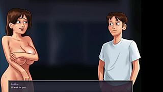 Oh tuhan, semua adegan seks sengit dengan stepmom aku dalam Summertime Saga Bahagian 1, blowjob kontol monster dia dan masturbasi tetek kecil buat aku liar