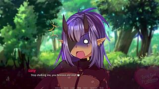 Lucy stawia czoła wyzwaniom demonów w seksownym anime grze część 2. Jej duże cycki i tyłek błyszczą.