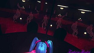 Vocaloid动漫3D，你在这里脱衣俱乐部得到POV Miku口交