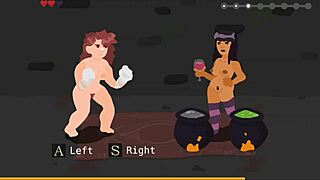 야, 던전 오브 디자이어 헨타이 게임에서 마녀가 세게 스쿼트 해!