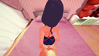 Ik kijk POV met Miku Nakano, ze smeekt om haar kut te neuken in hondjesstijl