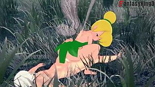 Miluju, když Tinker Bell mě jezdí tvrdě, zatímco ta druhá víla nás sleduje v Peter Pan animaci